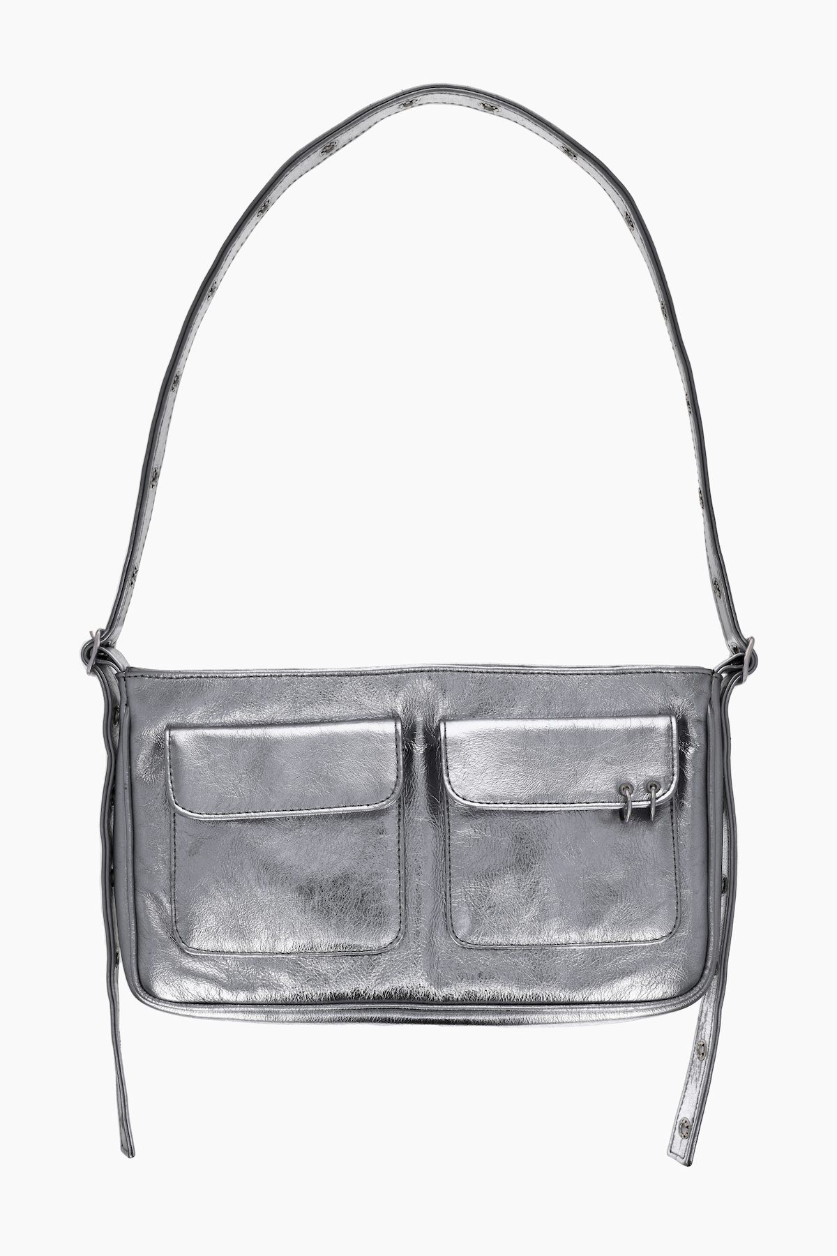 Crossbody Bag in Silver Leather Jeanne PM Delage