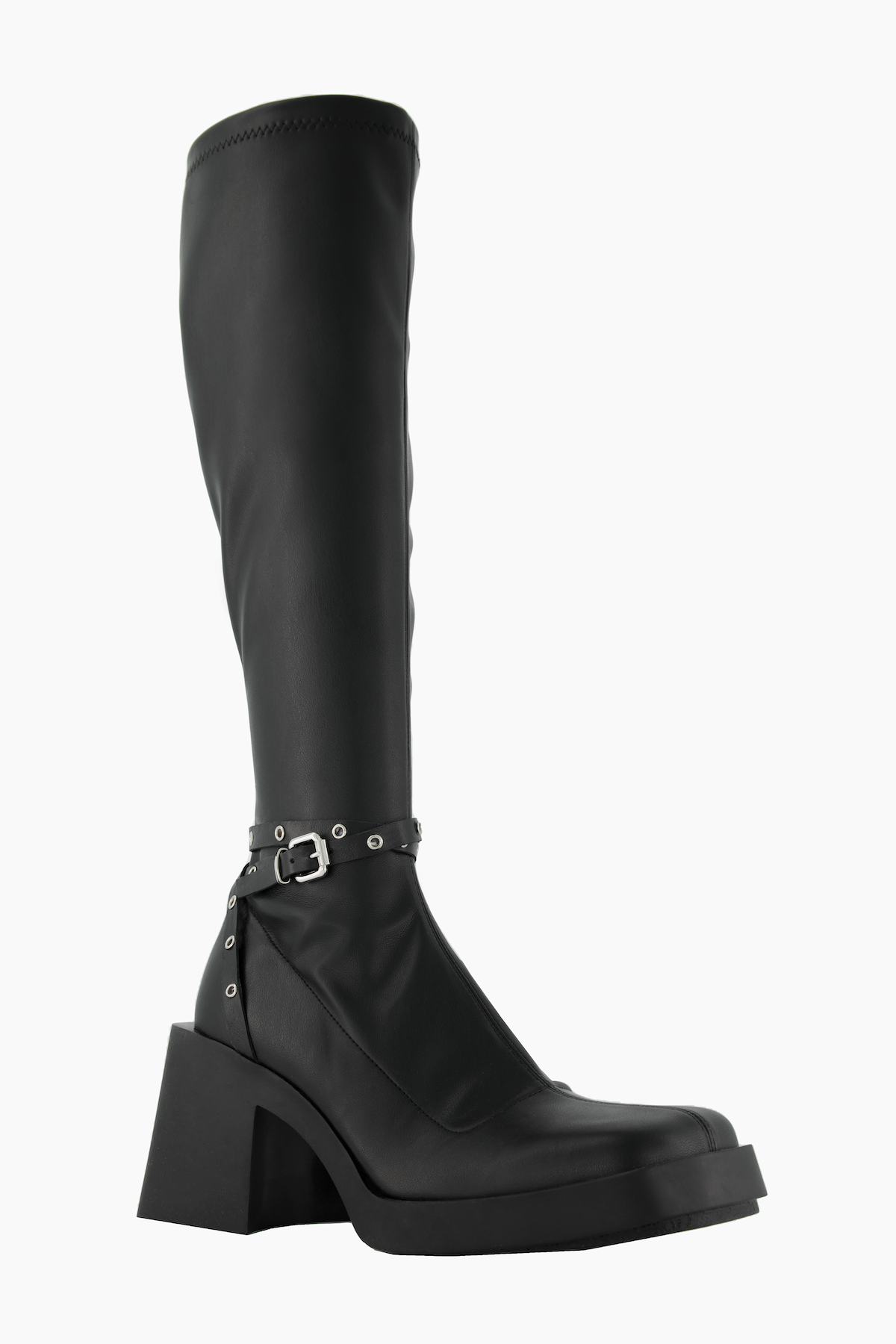 Chloë strap black high boots