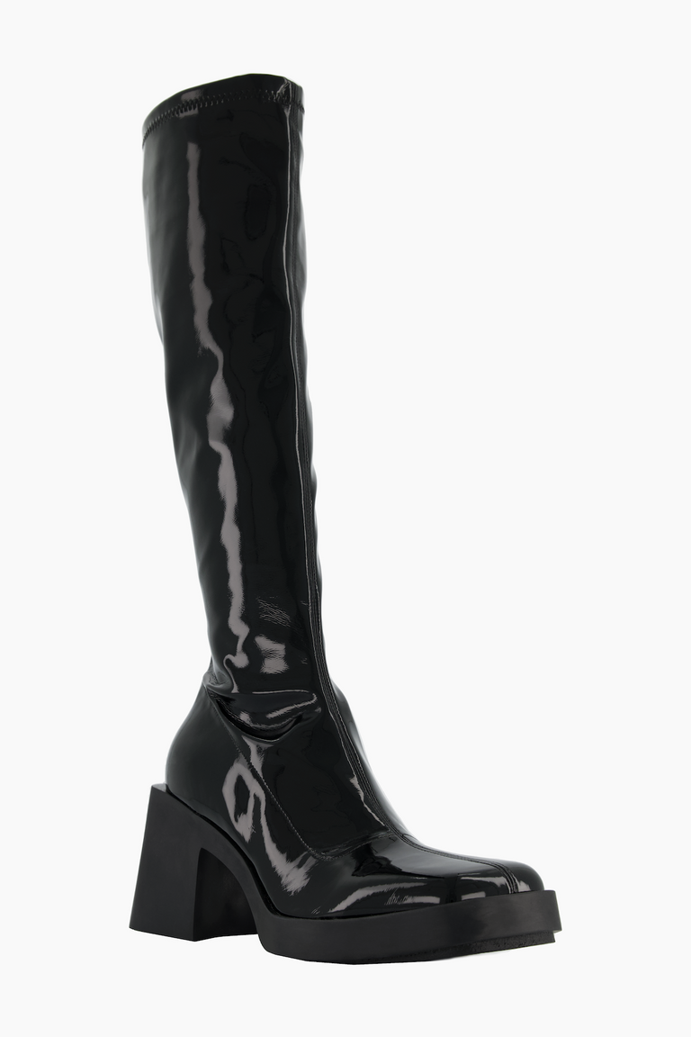 Chloë vinyl black high boots