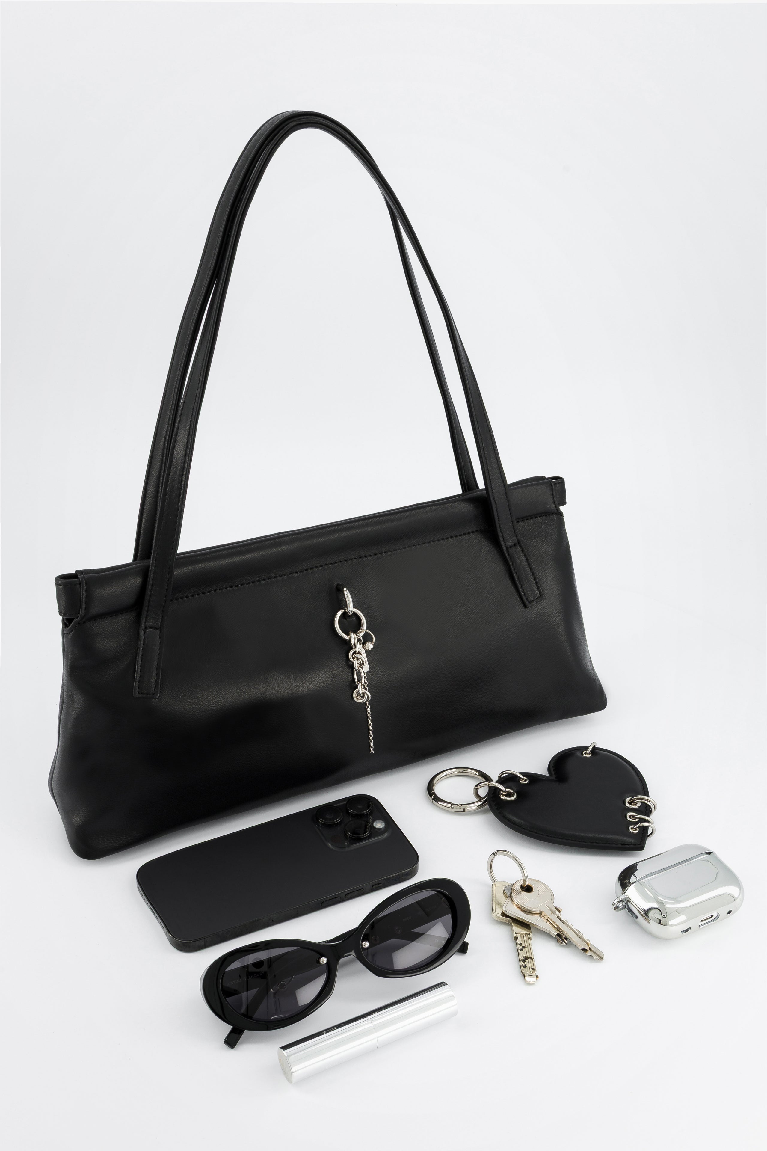 Flor black bag + chain charm