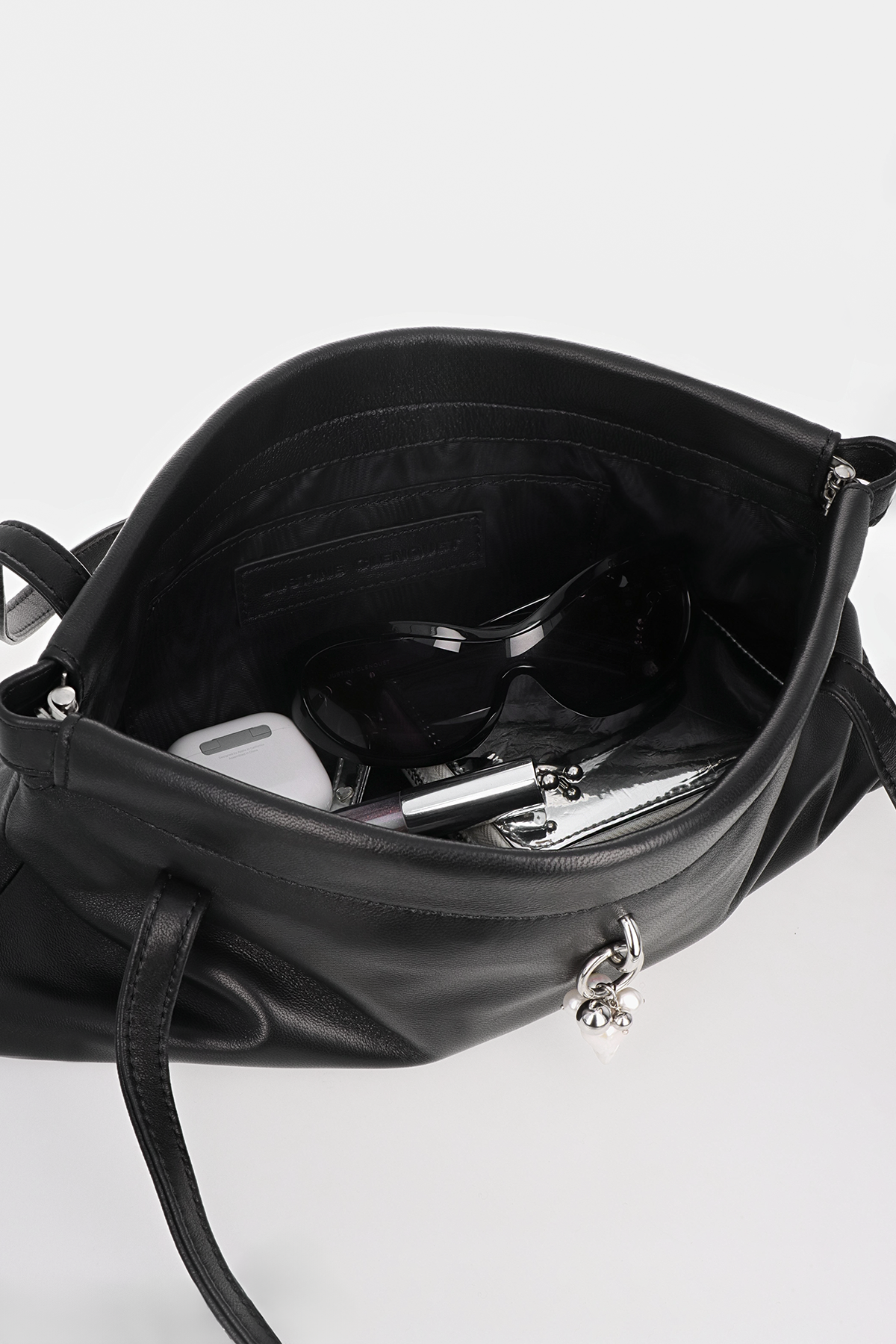 Sac Flor noir + pendentif perles