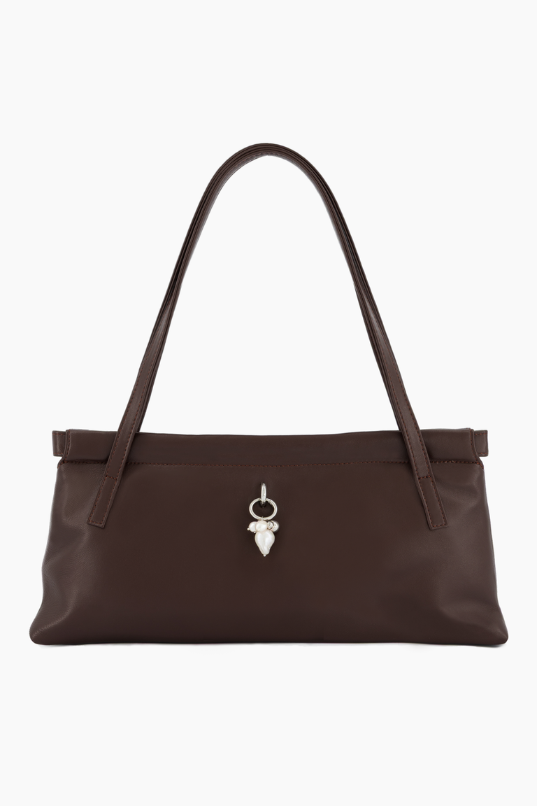 Flor brown bag + pearl charm