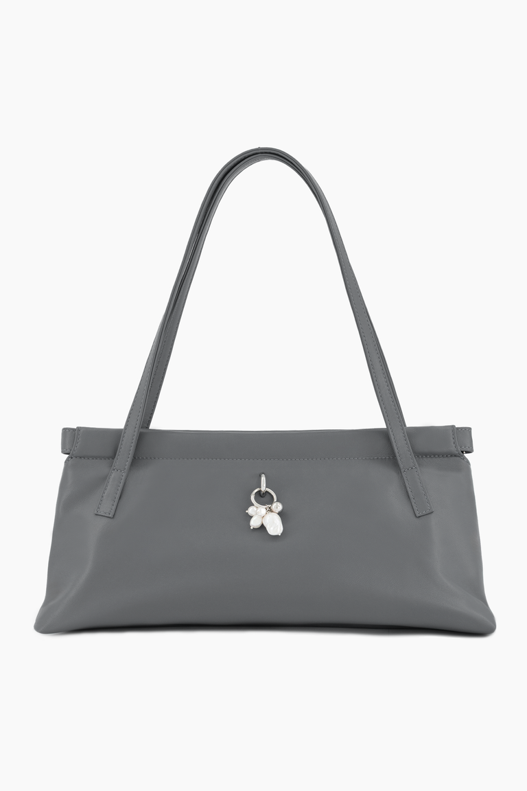 Flor dark grey bag + pearl charm
