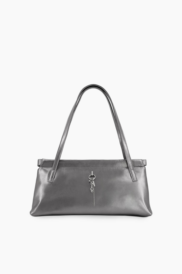 Flor gun metal bag with chain charm