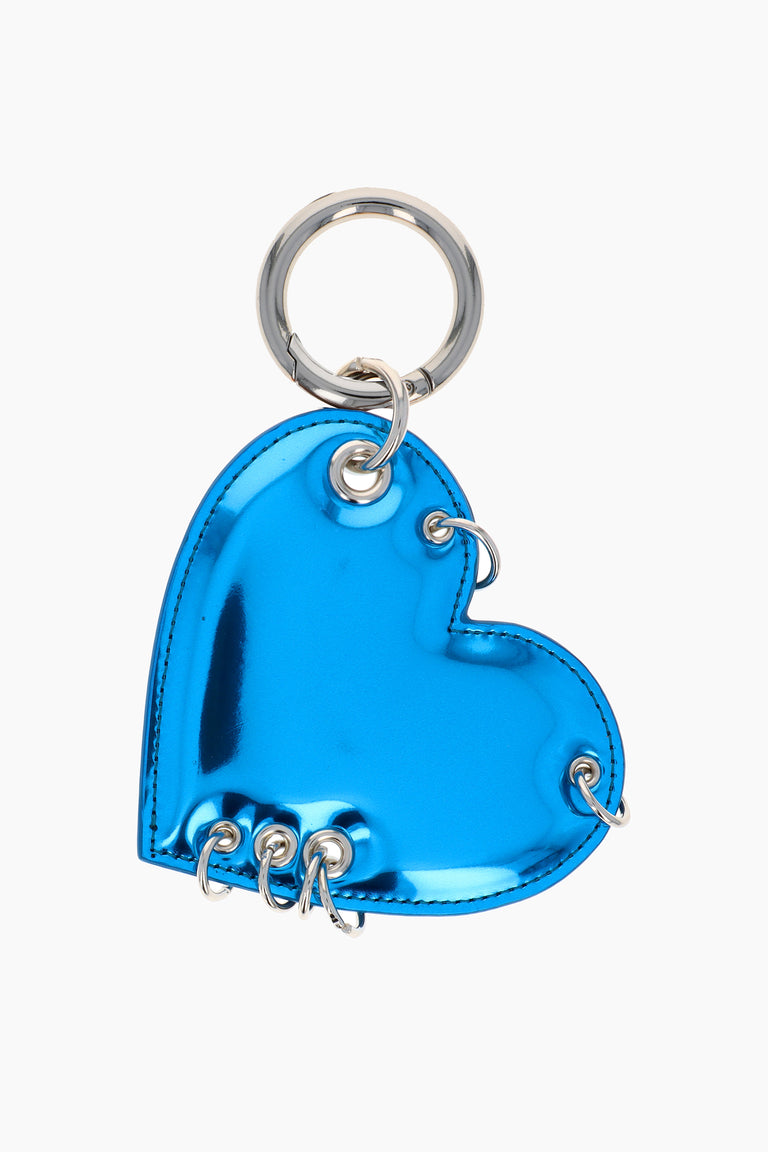 Porte-clé coeur bleu metallisé