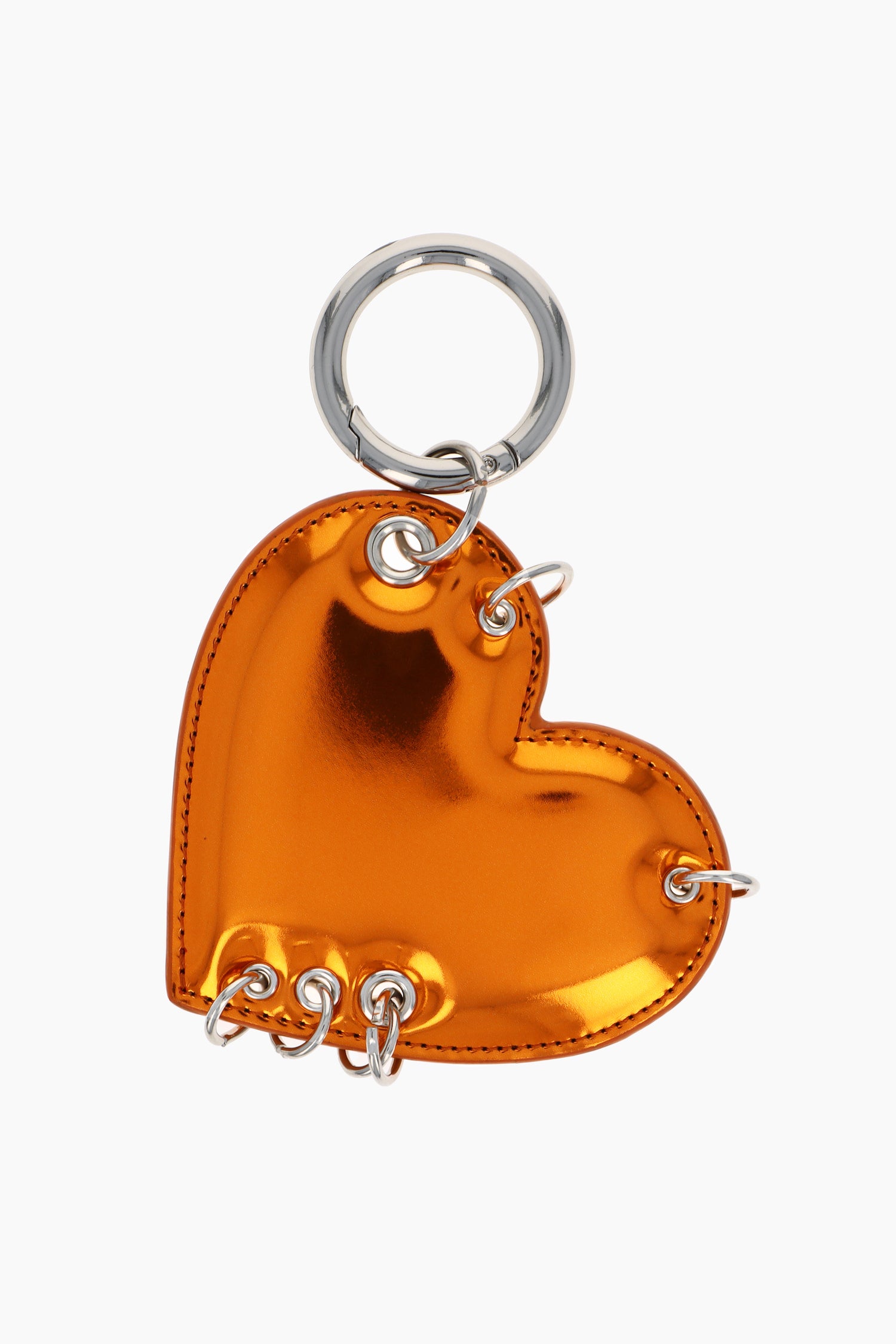 Porte clef coeur orange métallisé