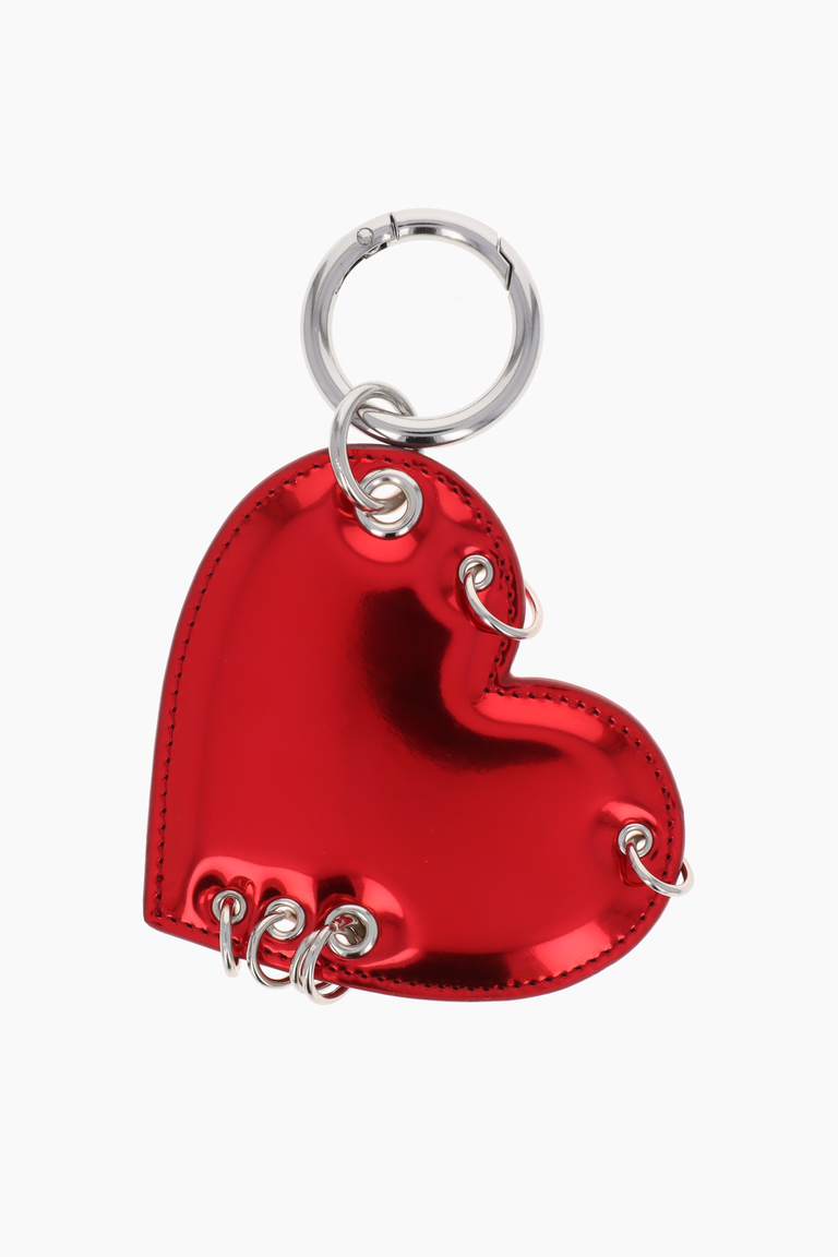 Porte-clé coeur rouge metallisé