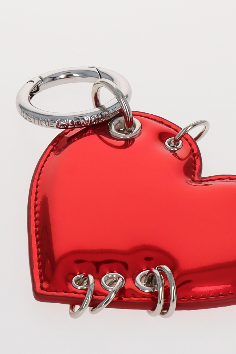 Porte-clé coeur rouge metallisé