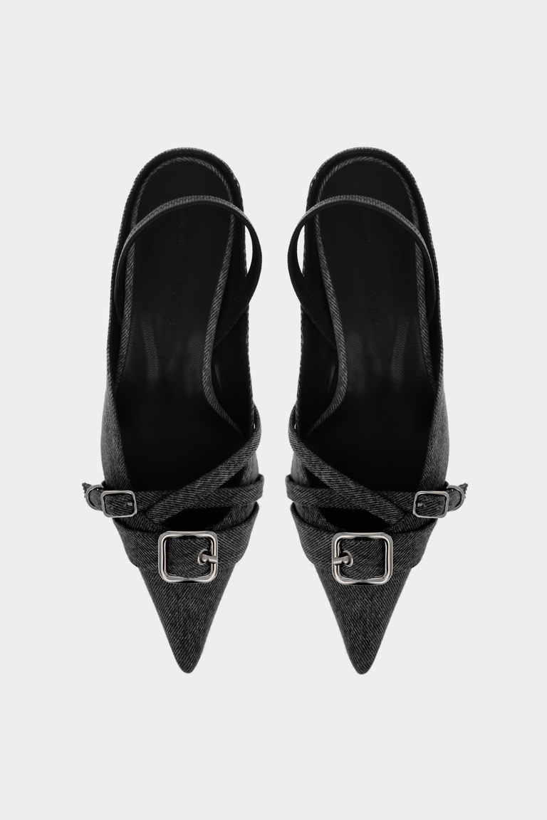 Joan denim zinc slingbacks