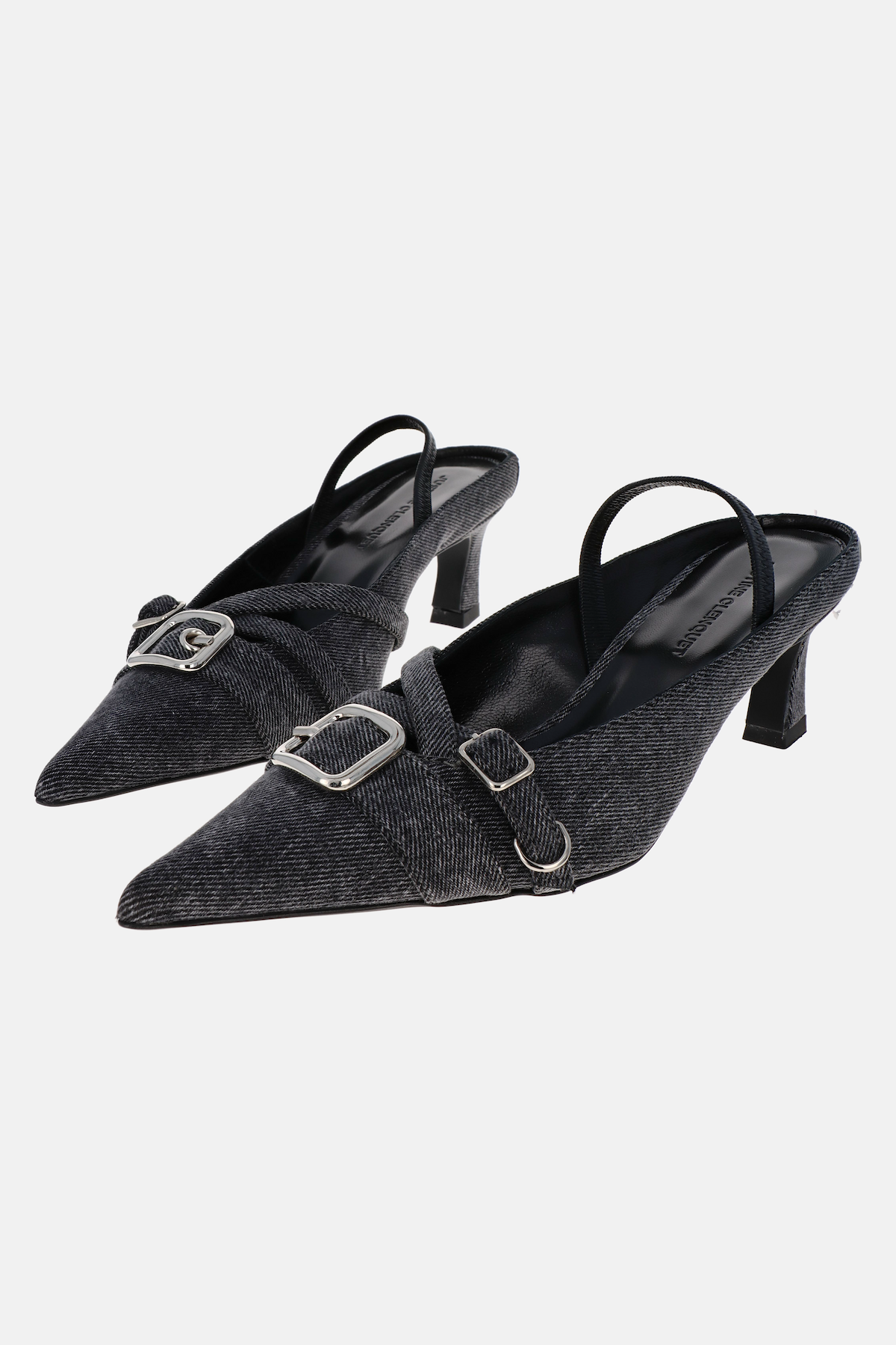 Joan denim zinc slingbacks