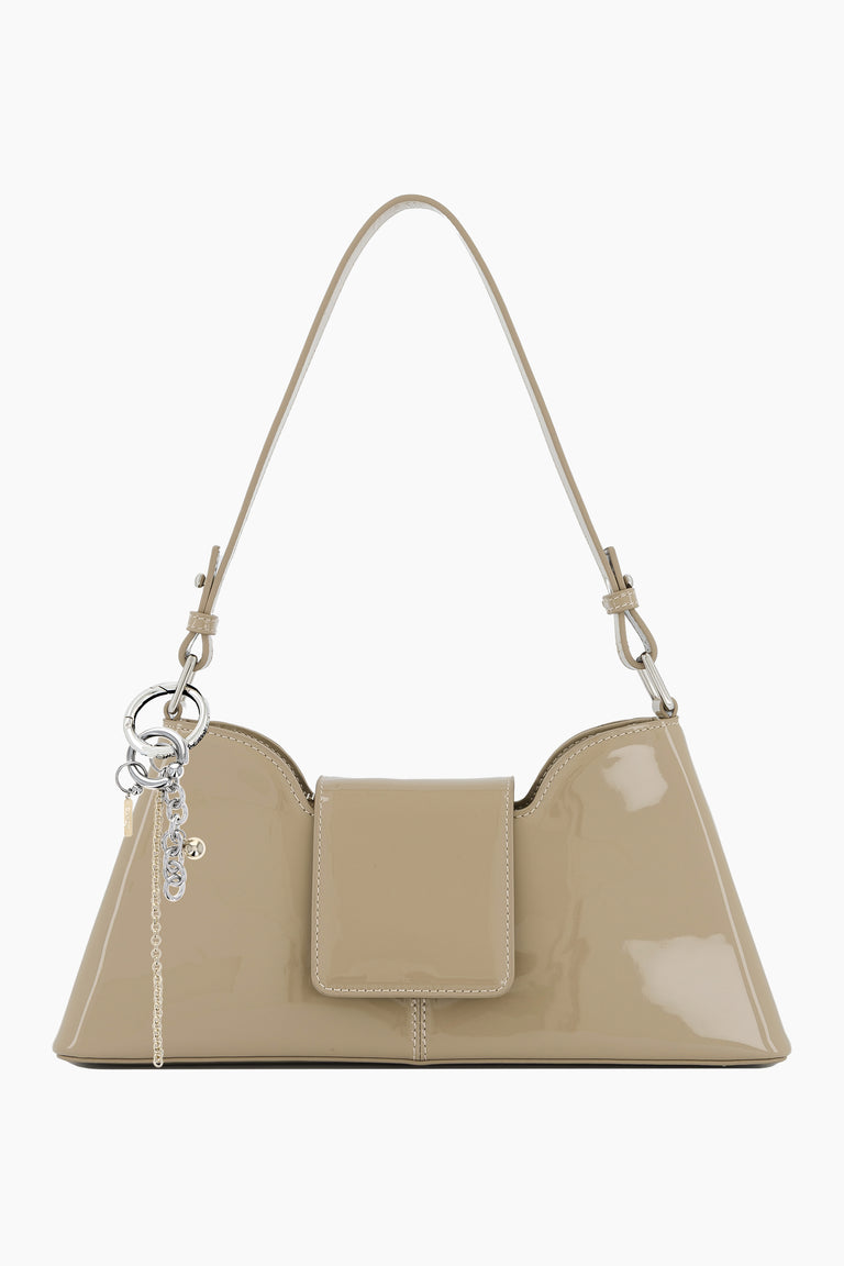 Marla Sand Patent Bag + Lewis keychain