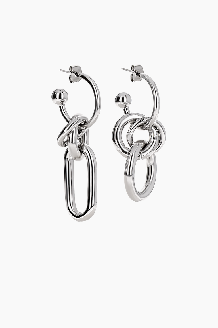 Troy large silver earrings