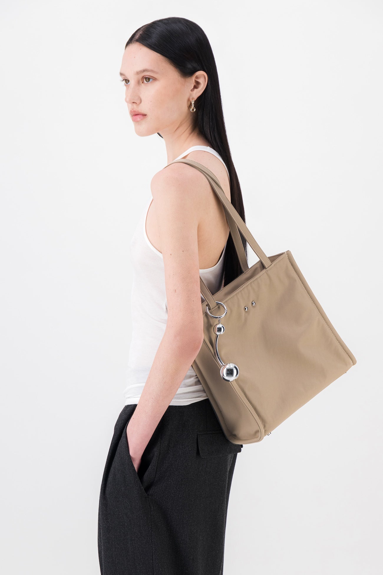 Sac Uma nylon beige + porte-clé Connie
