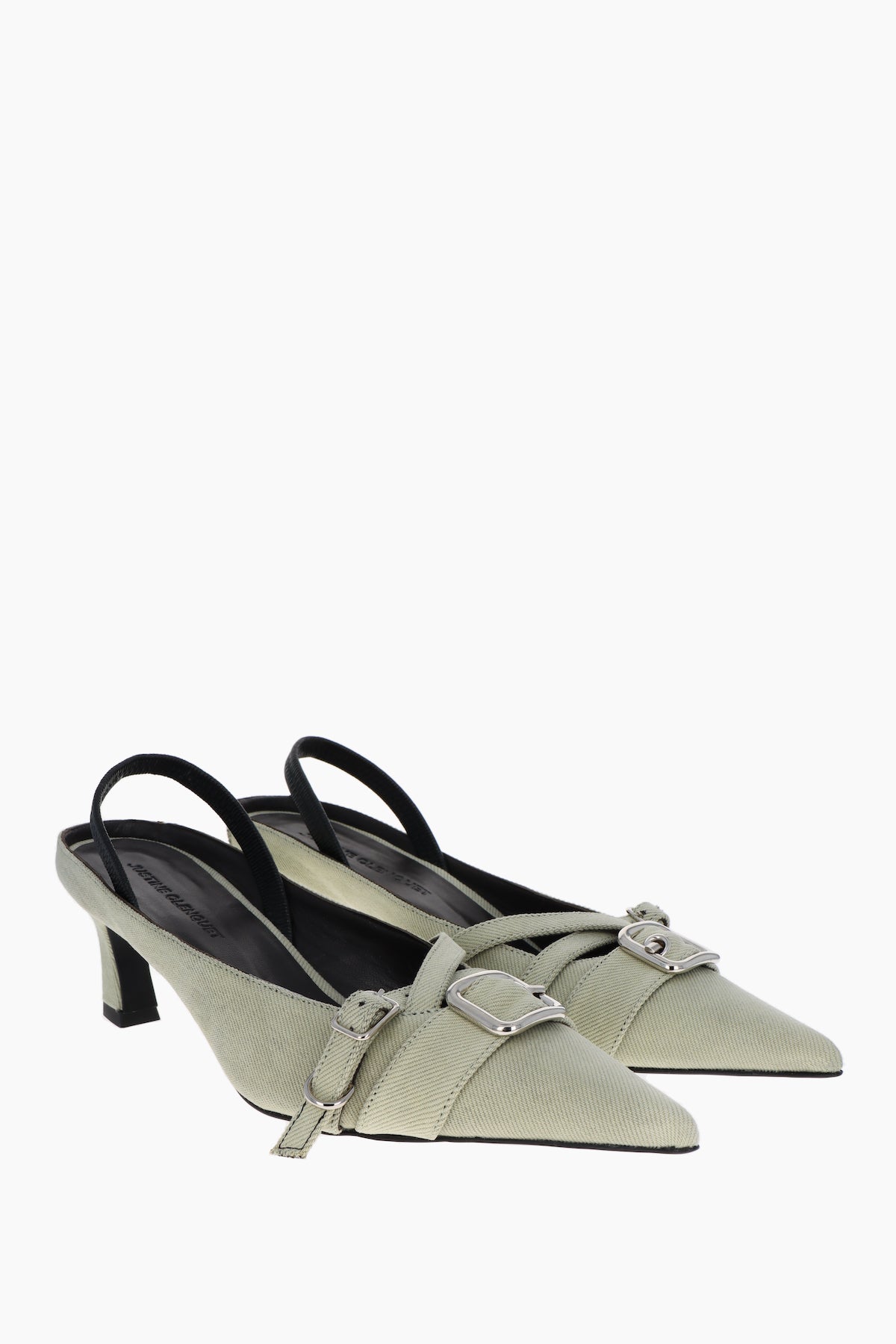 Joan denim pistacchio slingbacks