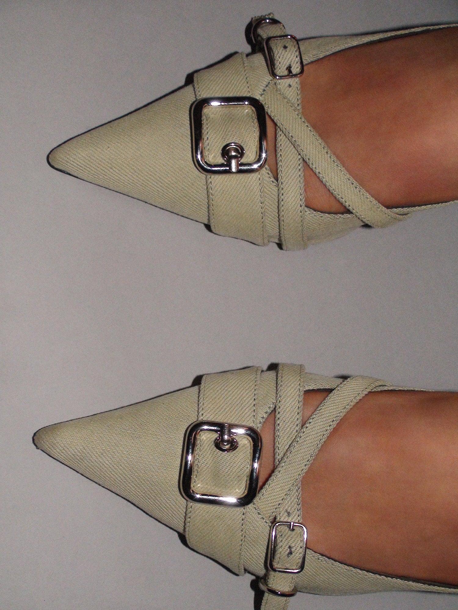 Joan denim pistacchio slingbacks