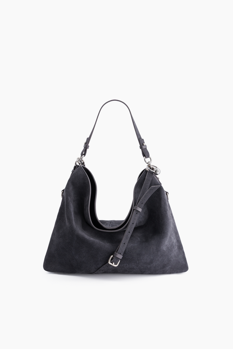 Marla grey suede hobo bag